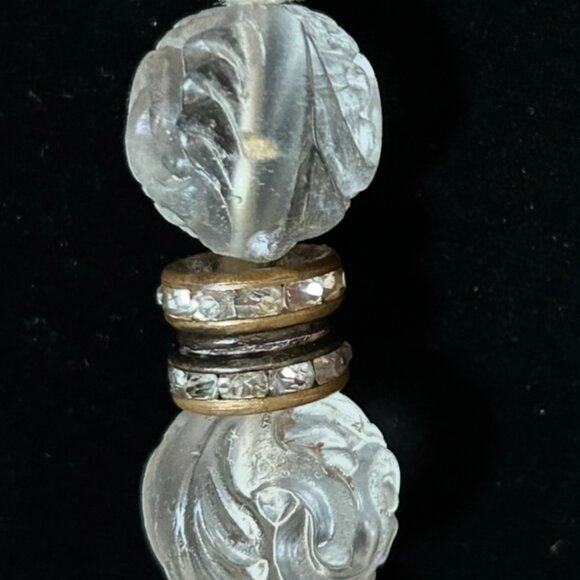 Vintage 4 Strand Clear Glass Bead Necklace with Unique Clasp Gimbel Brothers - Picture 6 of 9